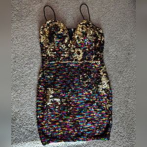 Sequin Mini Stretch Party Dress Size M